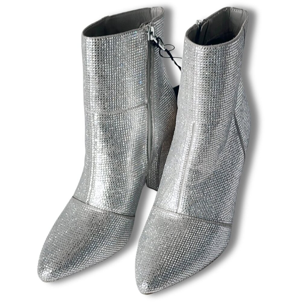 Steve Madden NYC Silver Sparkle Ankle Boots – Size 9 – NWT
